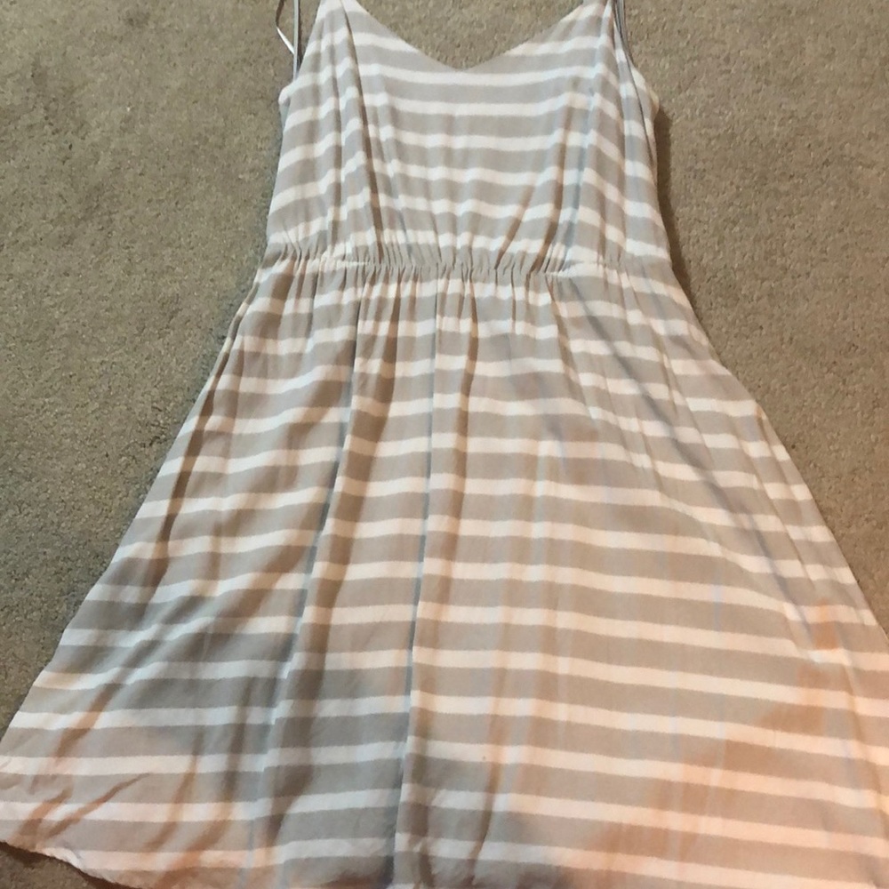 Tan and white stripped dress